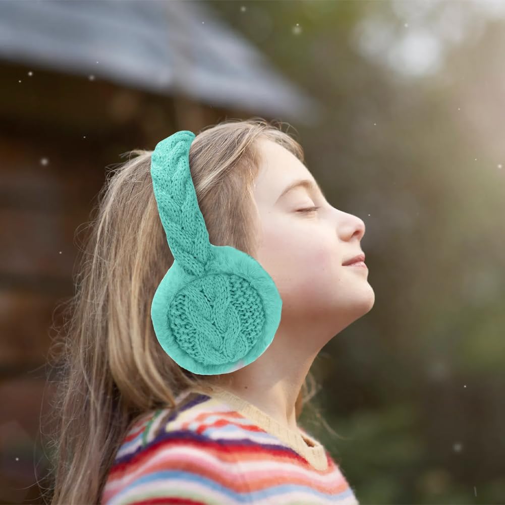 Winter Knit EarMuffs for Kids Warm Furry Girls Ear Muffs Plush Toddler Ear Warmers Outdoor Ear Covers - Image 6