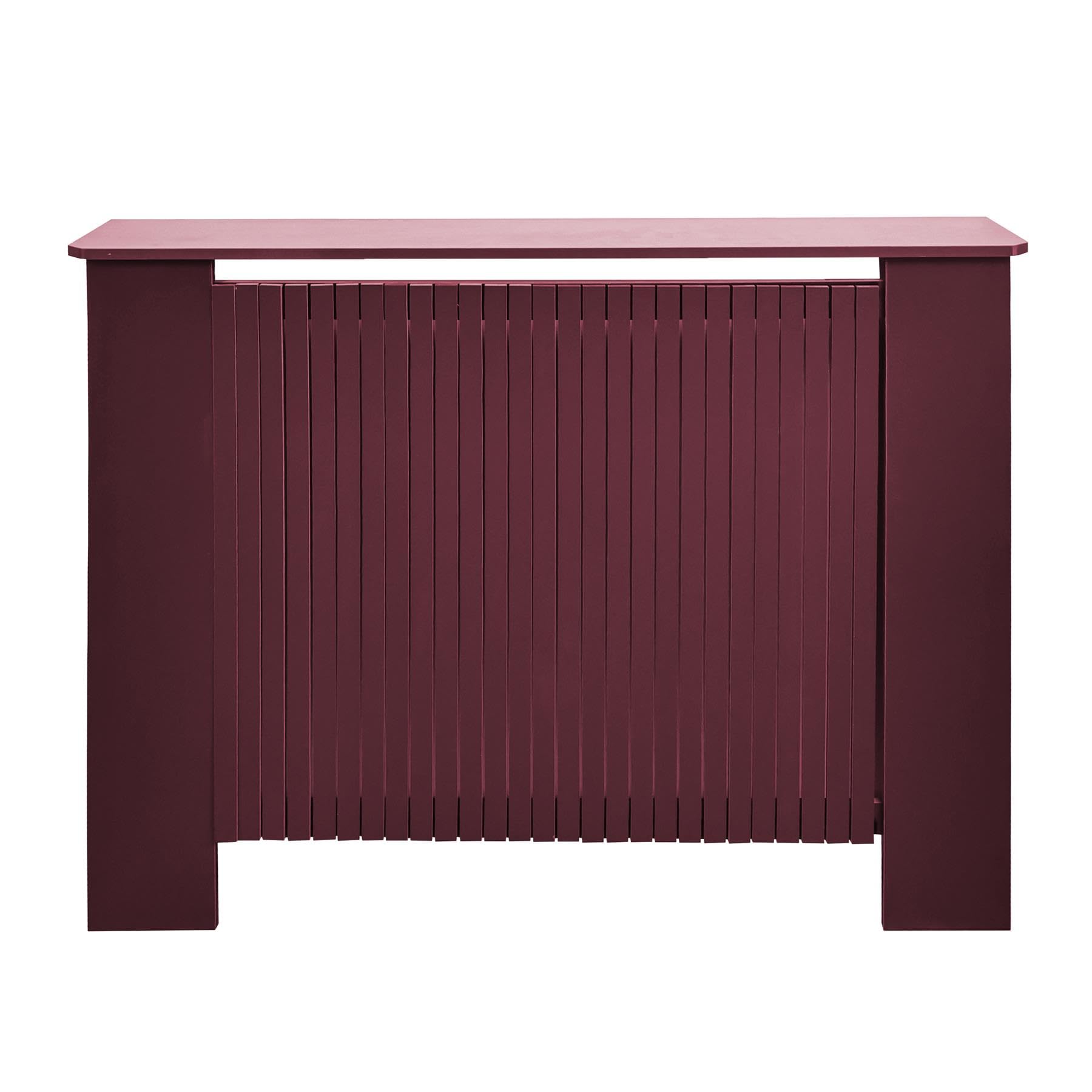 OHS Medium Radiator Cover Ribbed Wooden Top Shelf Heater Cover, Deep Berry