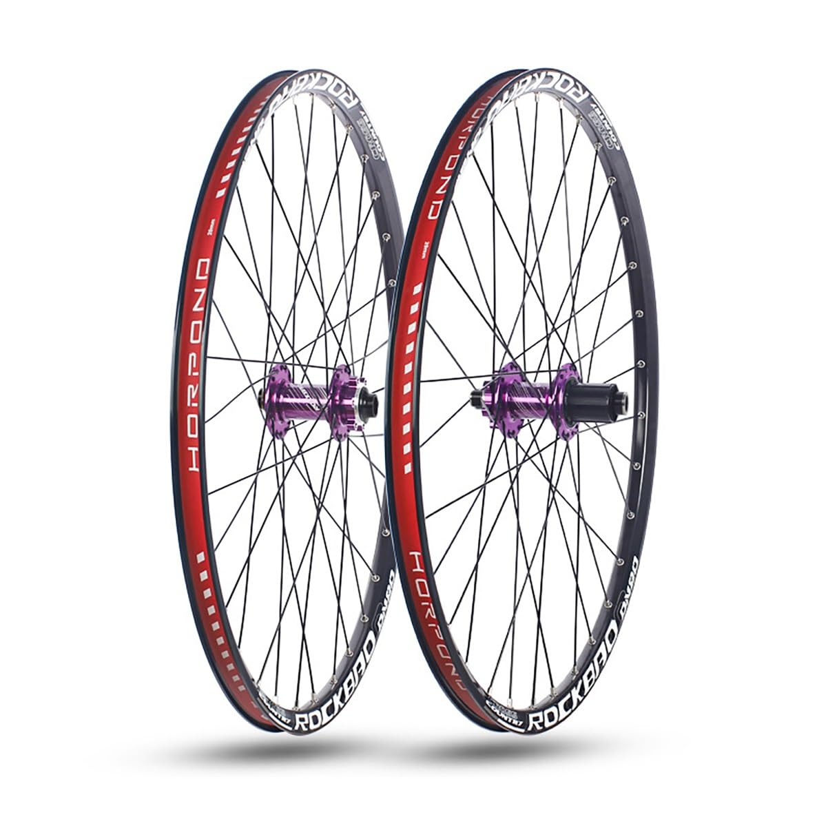 ZXGSXIOU 24in/26in/27.5in/29in Mountain Bike Wheelset Alu Alloy Double Layer Rims Thru-Axle Front And Rear Wheels 32H Disc Brake Hubs For 7-11 Speed Cassette(Purple,29'')