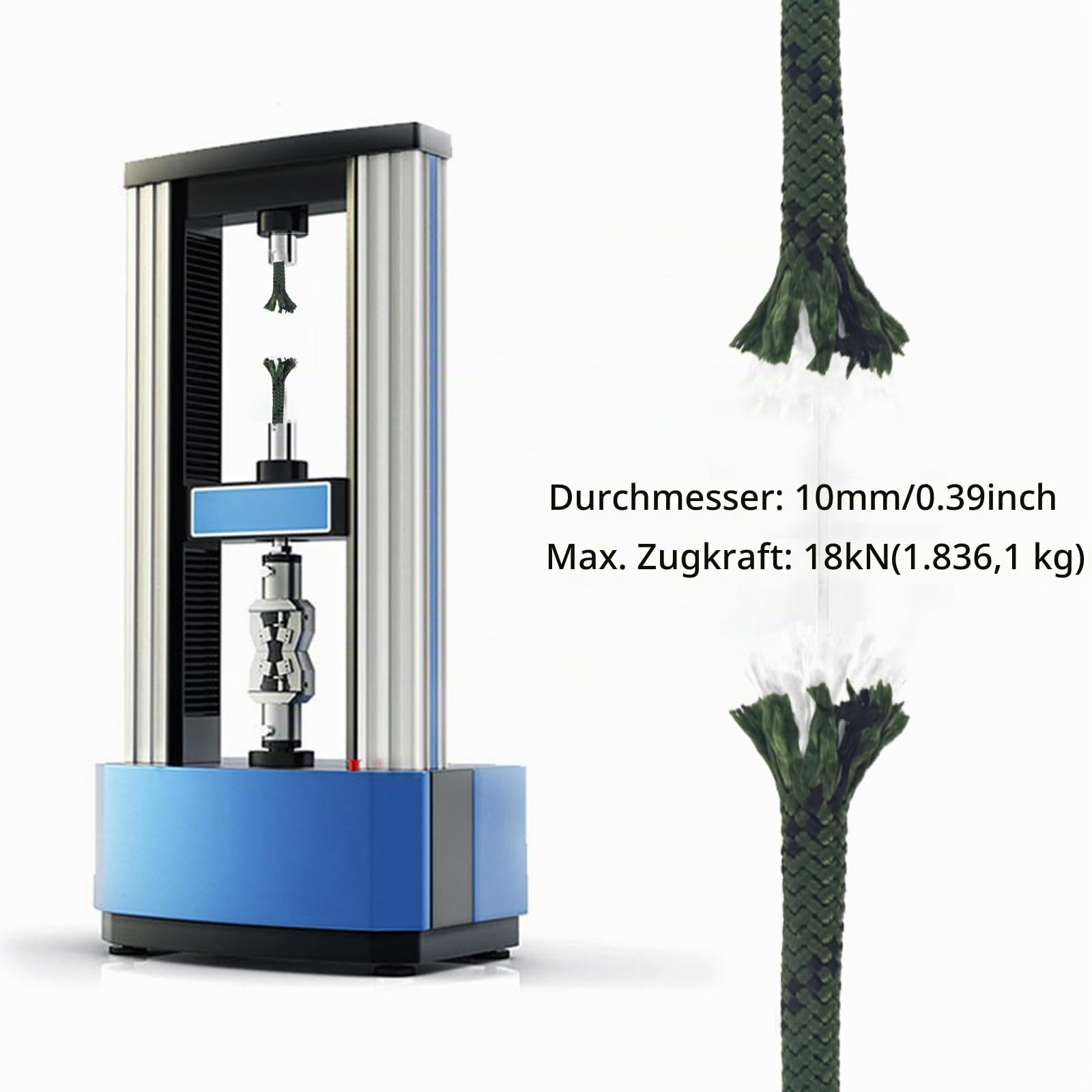 NewDoar 18KN Statisches Kletterseil 10 mm (3/8 Zoll) Zubehörkabel Ausrüstung 33 Fuß (10 m), 66 Fuß (20 m), 98 Fuß (30 m), 165 Fuß (50 m) Fluchtseil Eiskletterausrüstung Feuerrettungsseil-Grün/10 m