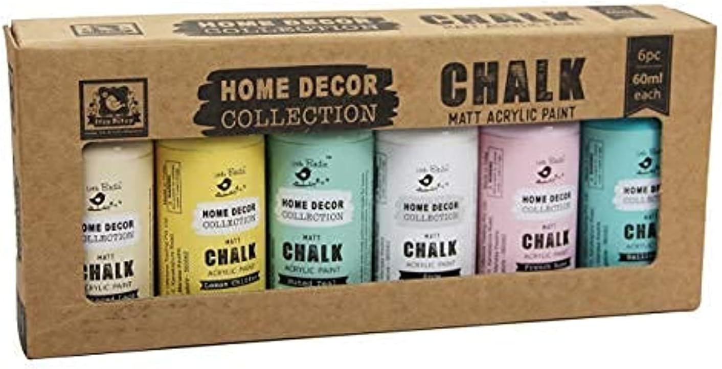 Little Birdie Home Decor Chalk Paint Kit 60ML X 6Pcs Pastel Shades for MDF, Wood, Wall, Glass, Home Decor, Canvas, Paper, Terracotta, Art and Craft