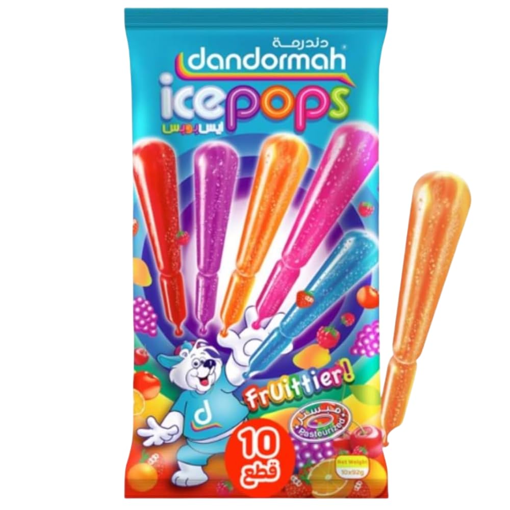 Dandormah Fruitter Ice Pops – Assorted Fruit Flavored Ice Lollies, 10 Pieces, 90ml Each, Refreshing Frozen Treat for Kids & Adults