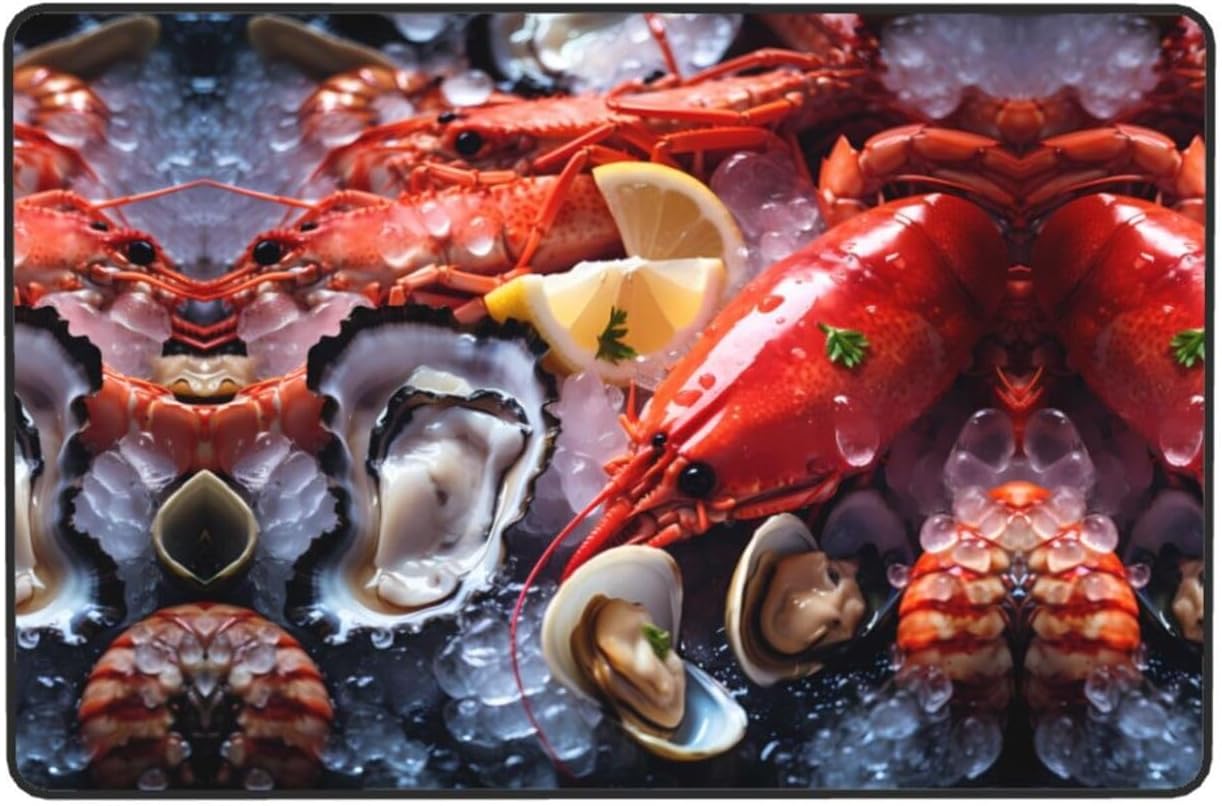 Seafood Close up Printed Anti-Slip Floor mat Carpet Rug 36"x24" for Living Room Office Coffee Table Bed Balcony