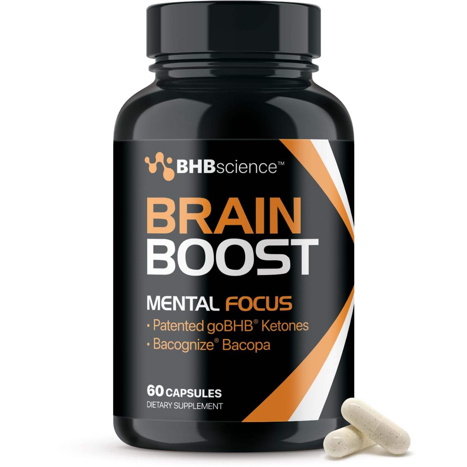 Brain Booster Supplement for Focus - Clinically Validated Nootropics Brain Support Supplement with Bacopa Monnieri Extract & Patented goBHB for Cognitive Support - 3rd Party Tested (30 Servings)