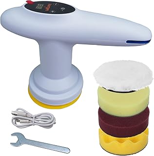 Cordless Car Polisher, 4 inch Car Buffer Polisher Kit, 12V w/ 2.0Ah Battery and Fast Charger, 2500-6000 RPM 6 Variable Speed, 4 Polishing Pads, for Car Detailing Car Scratch Repairing