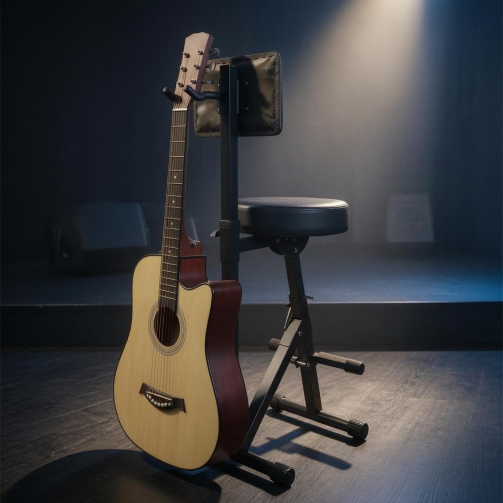 TISHITA Tabouret Musicien Confortable, Style to 1 | Pliable, Tabouret avec Dossier, Rembourré, pour Scène, Guitaristes