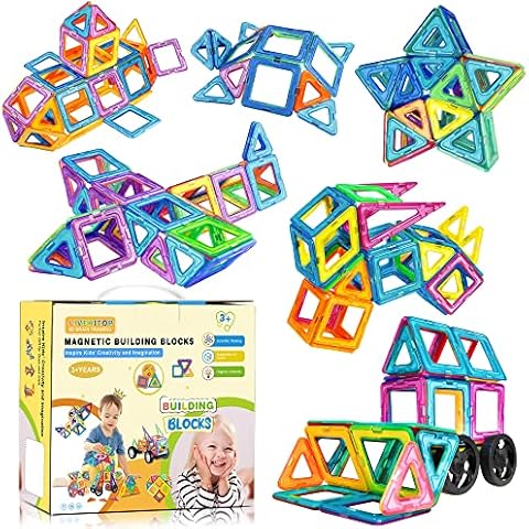 LIVEHITOP Magnetic Building Blocks, 65PCS Magnetics Construction Block for Kids STEM Educational Magnets Toy for Boys Girls Cover