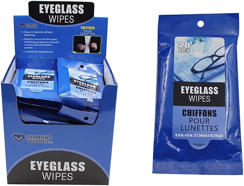 Diamond Visions 11-1564 20 Count Eyeglass Wipes Multipack (60 Wipes Total)