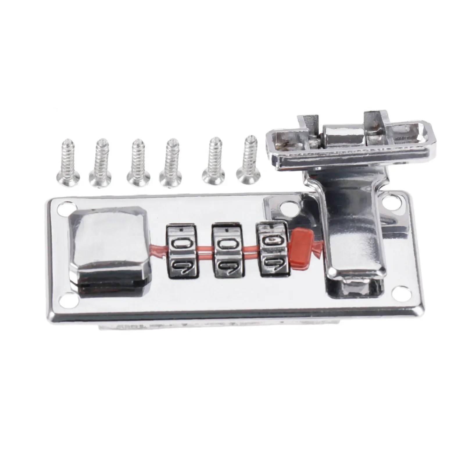 Juego de cerradura con contraseña y pestillo, cerradura codificada plateada de 65 mm x 29 mm, herrajes for maletas con tornillo, 1 unidad