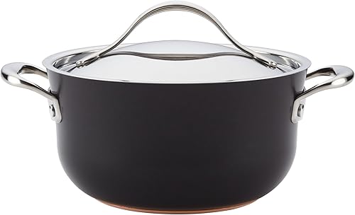 Miniatura 10 de Anolon Nouvelle - Juego de sartenes antiadherentes de cobre, juego de sartenes anodizadas duras, 8.5 pulgadas y 10 pulgadas, ónix negro