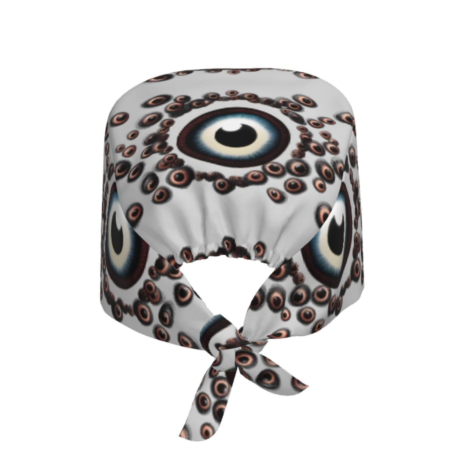 YYHHAOFA Breathable Work Hat Rounded Eyeballs Printed for Chef, Nursing, Spa, Facial Care, Fitness Black