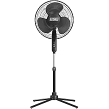 EZ-Chill 16&rdquo; Oscillating Pedestal Fan, 3-speed Options, 90-Degree Oscillating Head, Adjustable Height and Tilt, Powerful Air Flow, Black, MTFS-16B-BLK