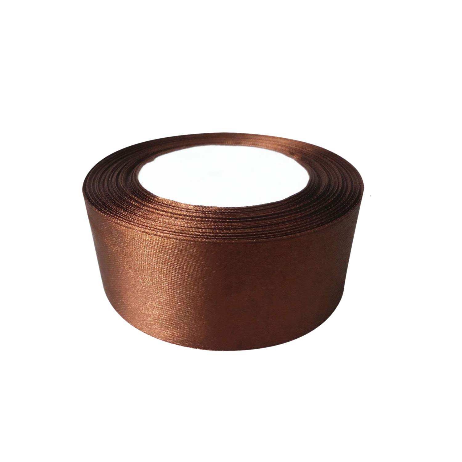 Trimming Shop 50mm Double Sided Satin Ribbon 25 Metres Roll - 100% Polyester Craft Ribbon for Gift Wrapping, Bow Making, Sewing, Wedding Decoration, Hair Accessories & DIY Crafts, Brown