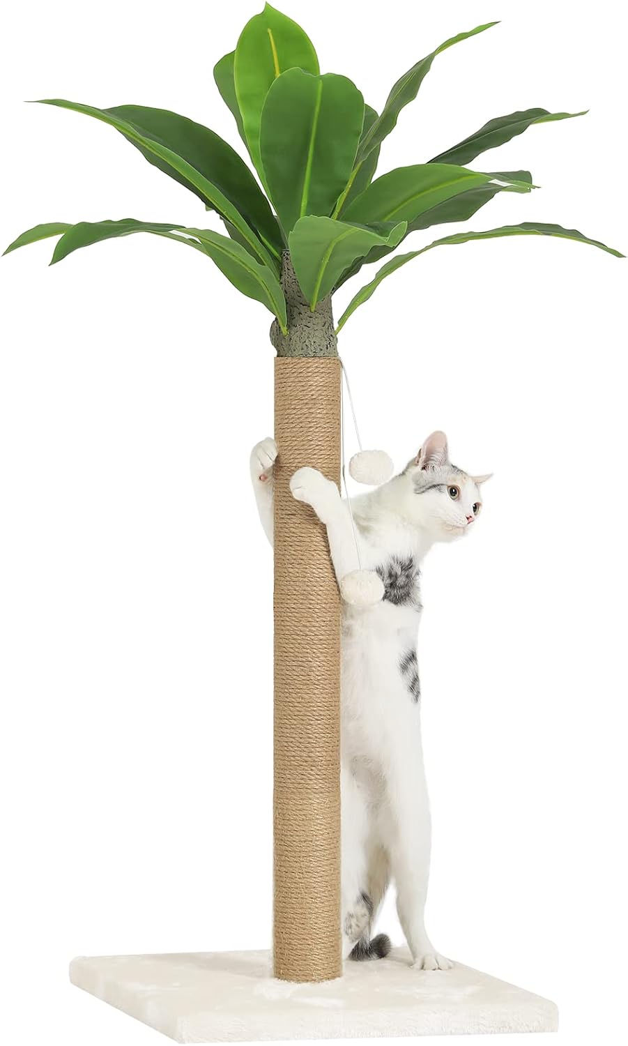 MSmask 37 Inches Cat Scratching Post with Artificial Palm