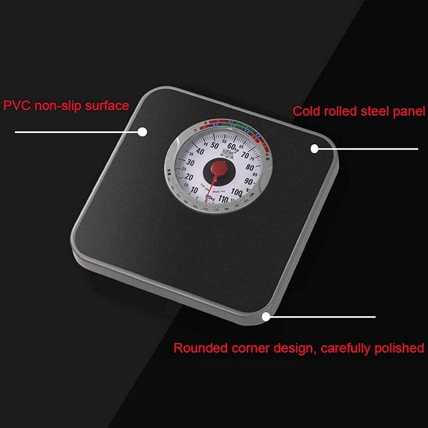 Screen magnifier Básculas Corporales Precisas con Tallímetro, básculas de Baño Mecánicas con Indicador de IMC, Personas de hasta 120 Kg/265 lbs, Esfera Grande