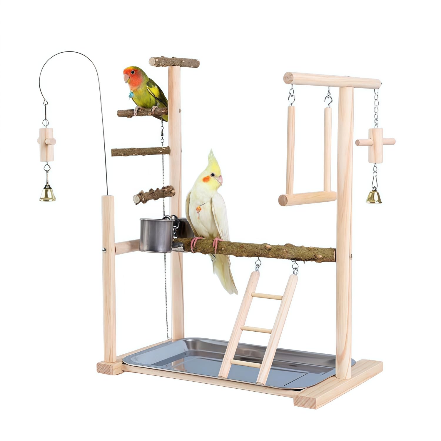 Bird Play Stand,Bird Cage Accessories,Cage Top Play Gym Accessories for Lovebirds, Cockatiels, Parakeets, Budgies