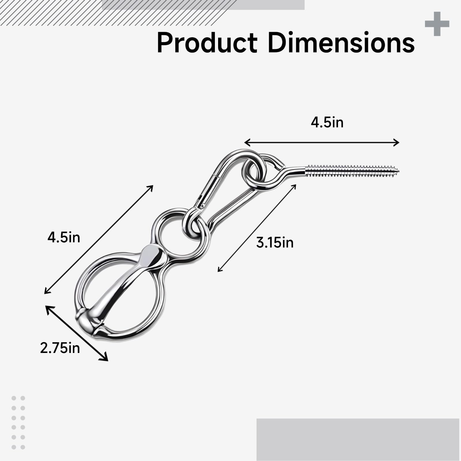 Lot de 2 anneaux d'attache en acier inoxydable 304, boucles pour corde résistantes à la rouille, mousquetons à ressort, 11,4 x 7 cm, pour fermes, paddocks et enclos
