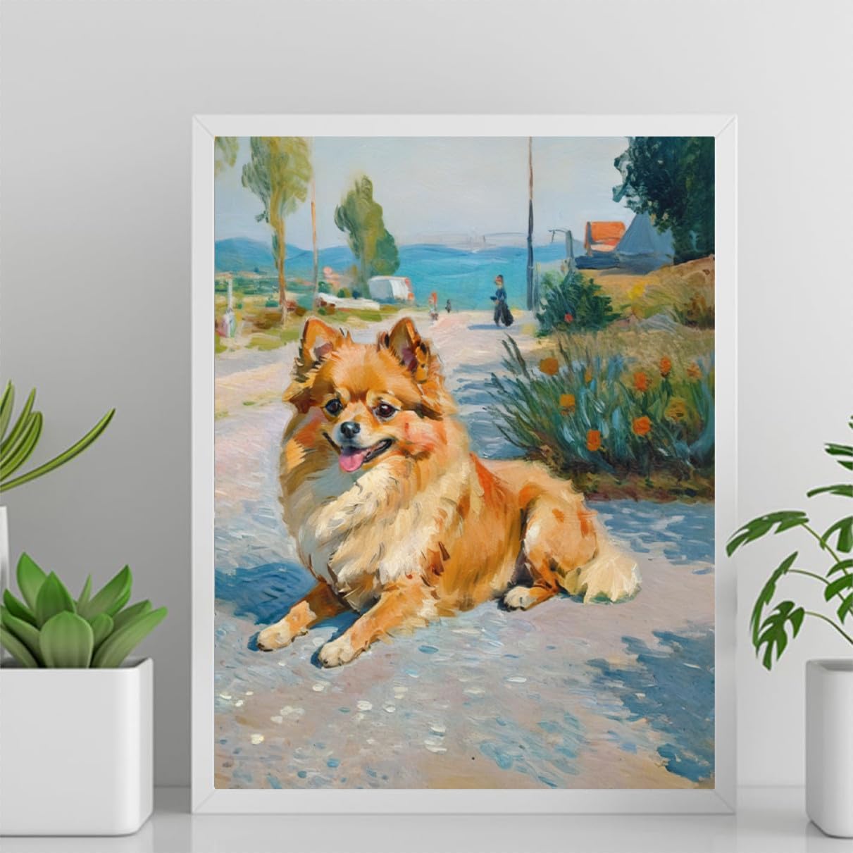 DIY Adult Paint by Number Kits Pomeranian Dog for Adults Beginners,Easy Acrylic Paint by Number,DIY by Numbers Kits on Canvas 16x20inch(40x50cm) Frameless