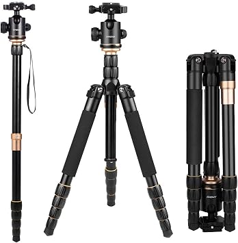 Camera Tripod, Andoer 153cm/60inch Foldable Portable Extendable Aluminium Alloy Tripod for Canon Nikon Sony DSLR Camera 1/4" Quick Release Plate, 360Panorama Ball Head and a Carry Bag