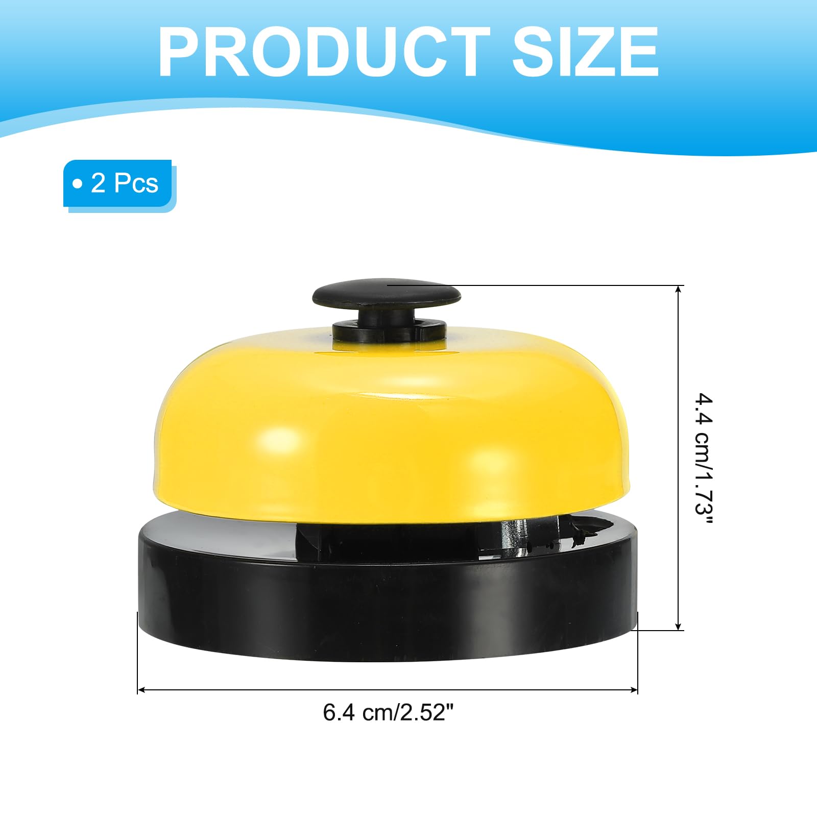 PATIKIL Desk Call Bell 2.5" Diameter,2 Pcs Dinner Desk Front Bell for Service with Metal Anti-Rust Construction for Hotel Restaurant Reception Areas Office Warehouse - Image 2