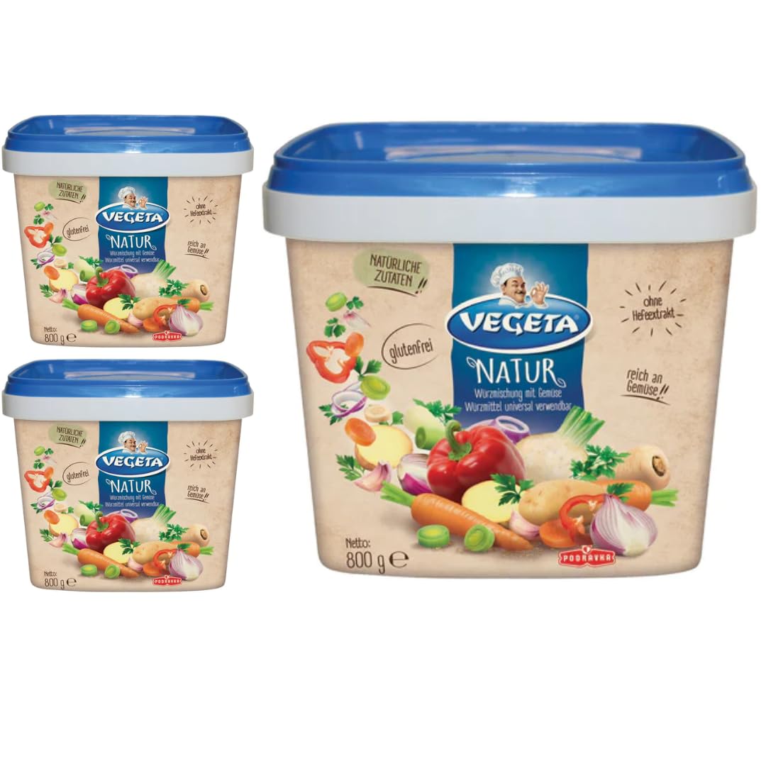 Pufai Podravka Vegeta Naturaleza Lata, mezcla de condimentos vegetales, mezcla universal con verduras, 800 gramos x 3 unidades