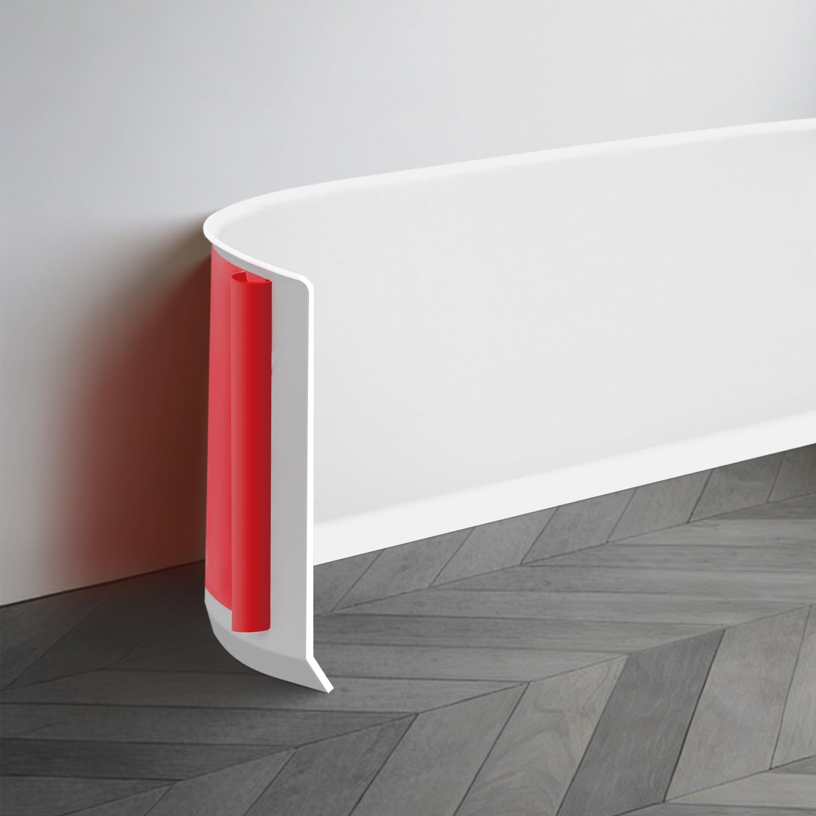 JSIWOTH Self Adhesive Skirting Board Covers, 5cm x 5m Flexible PVC Skirting Board Trim for Floor and Wall, White Waterproof Baseboard Moulding for Kitchen Bathroom