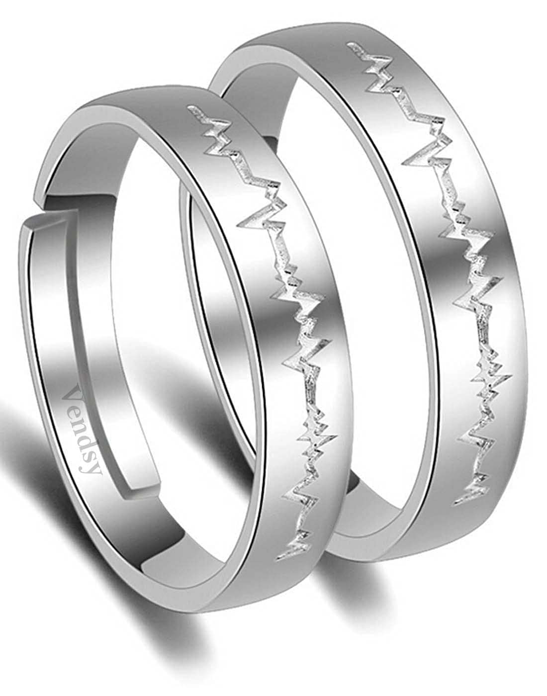 Vendsy Stainless Steel Silver Plated Heart Beat Love Rings for Men and Women (B09YHQHF2C) Amazon Price History, Amazon Price Tracker