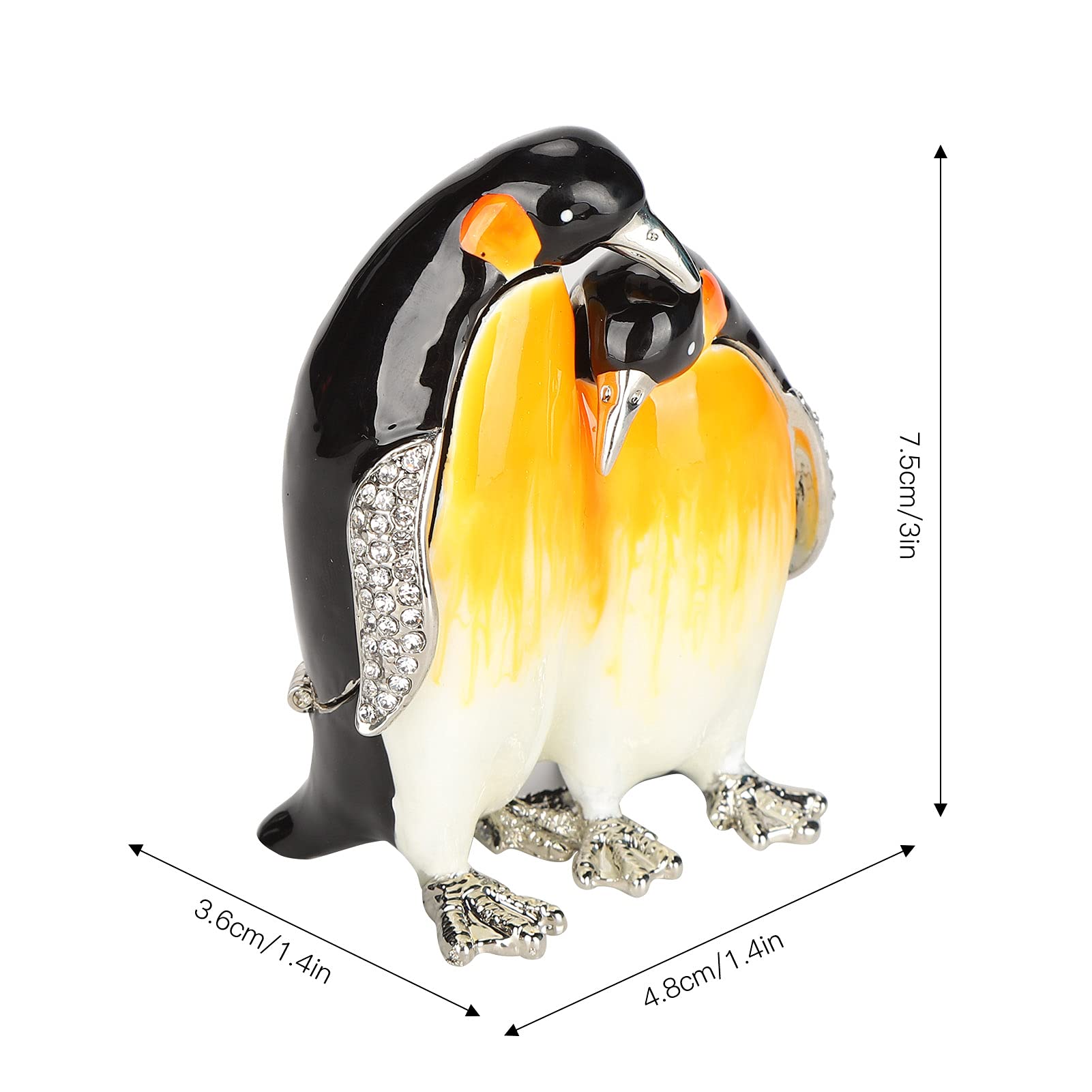 Buachois Penguins Couple Ornament Zinc Alloy Penguins Jewellery Storage Box Symbolizing Pure Love Animal Collection Decor Sculpture Home Office Desktop Crafts Statue - Image 2