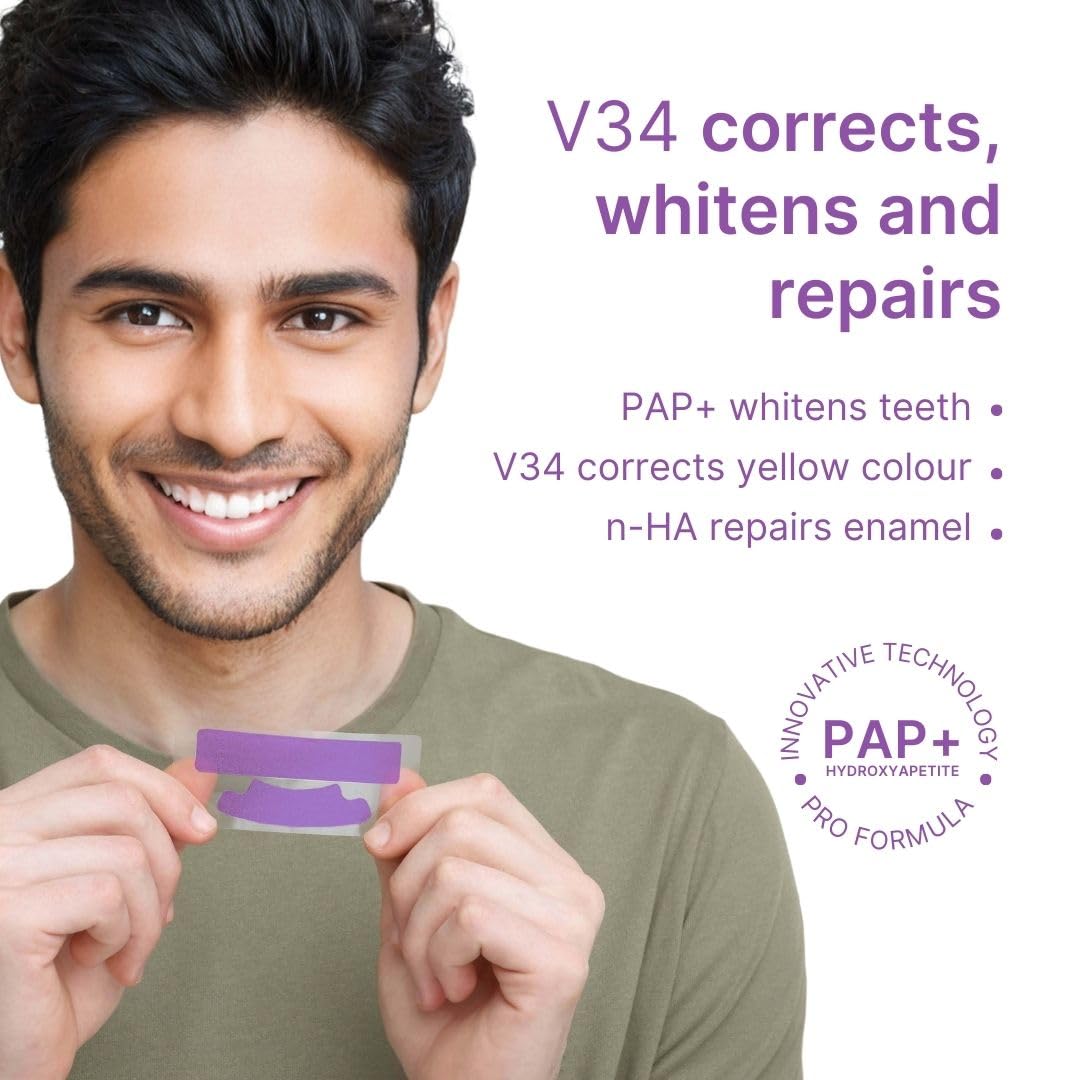 Fang V34 Teeth Whitening Strips | Whitening for Sensitive Teeth | Powered by PAP+ & Hydroxyapatite | Removes Tea, Coffee & Smoking Stains | Strengthens & Whitens | 7 Strips (7 Applications) 3