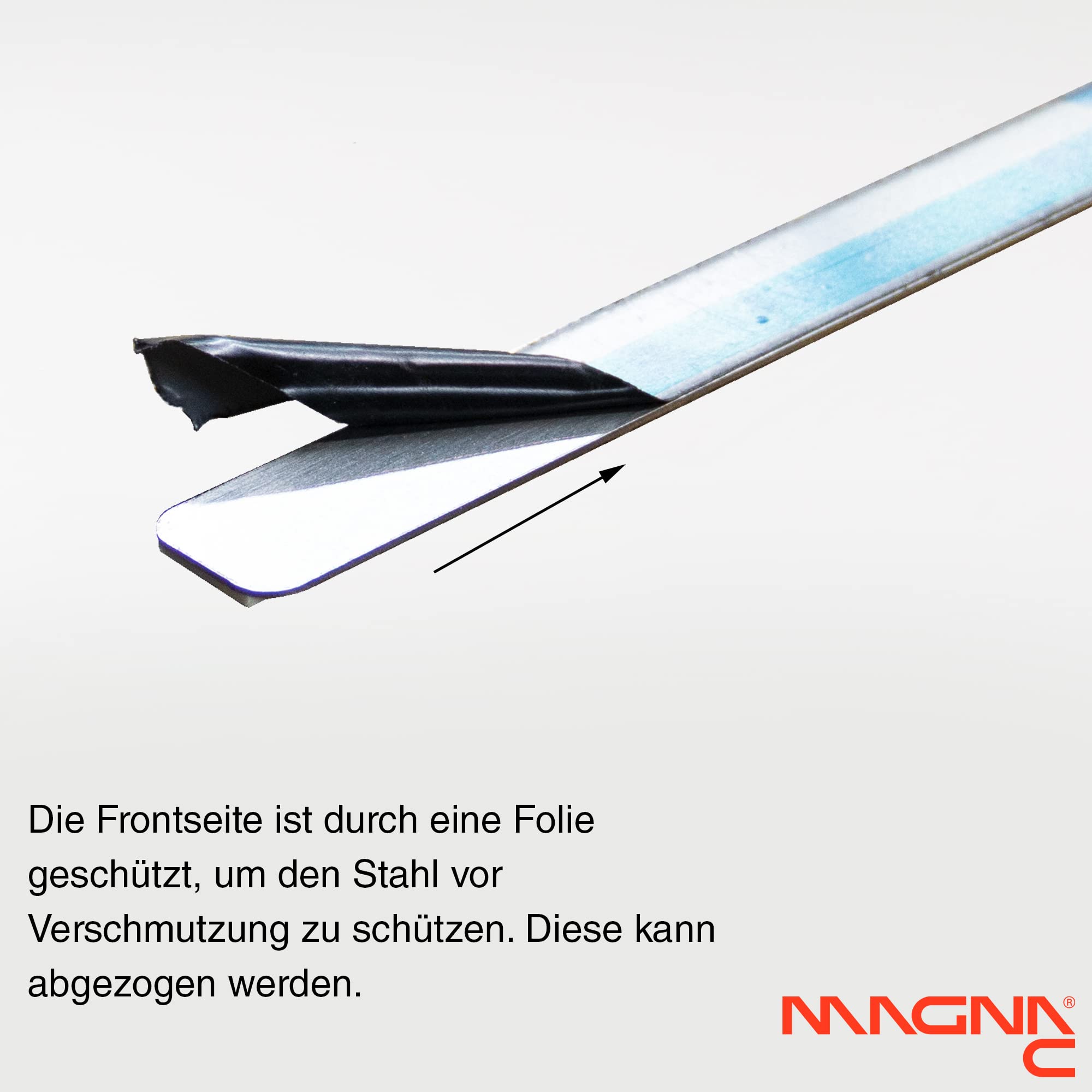 Magna-C® 2 stabile Ferroleisten aus Edelstahl | Selbstklebende Magnetleisten | 495 x 20mm mit 4 Magneten | magnethaftender Untergrund für Fotos, Postkarten und vieles mehr