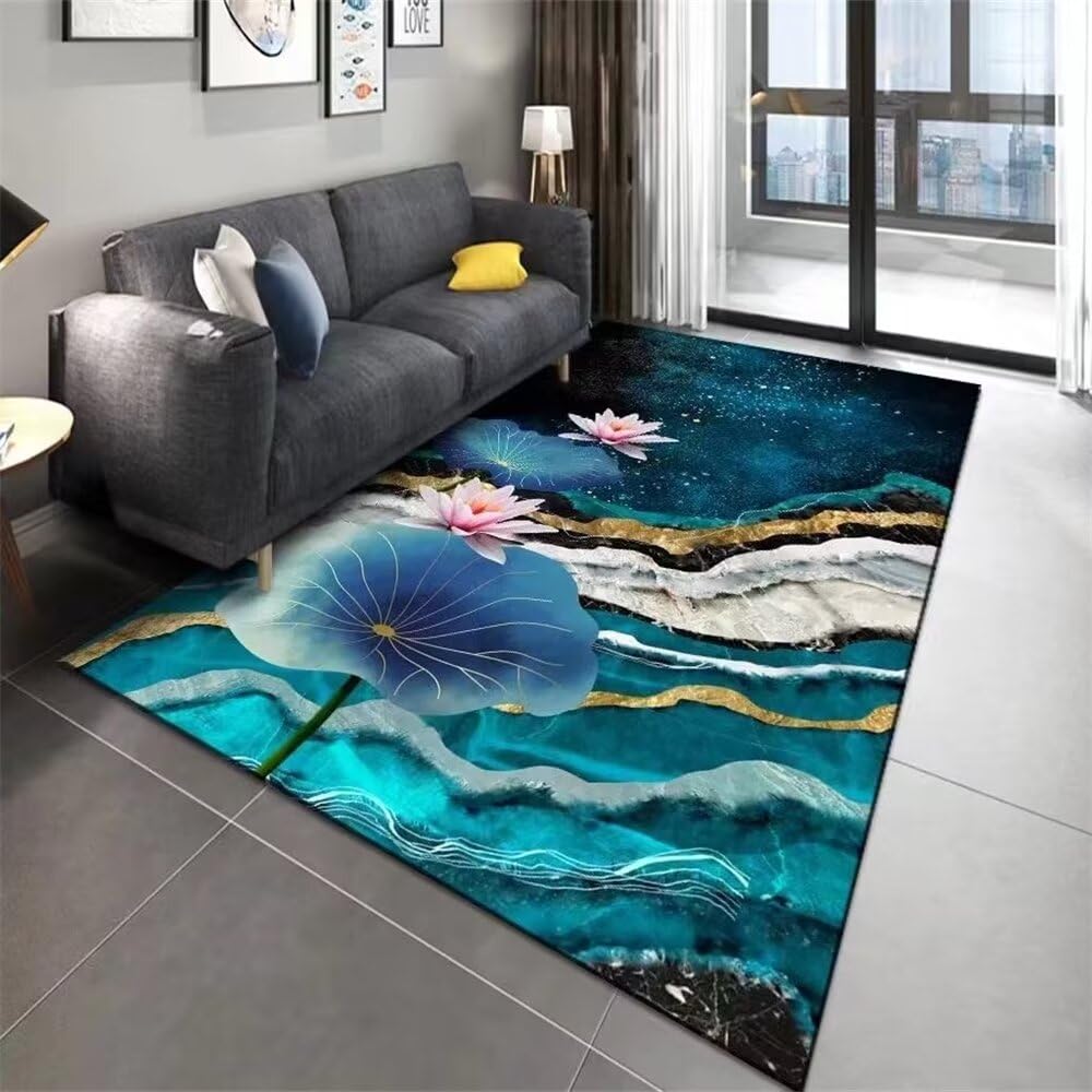 Tapis de salon de luxe léger gris-bleu 60x100cm pour decoration automne