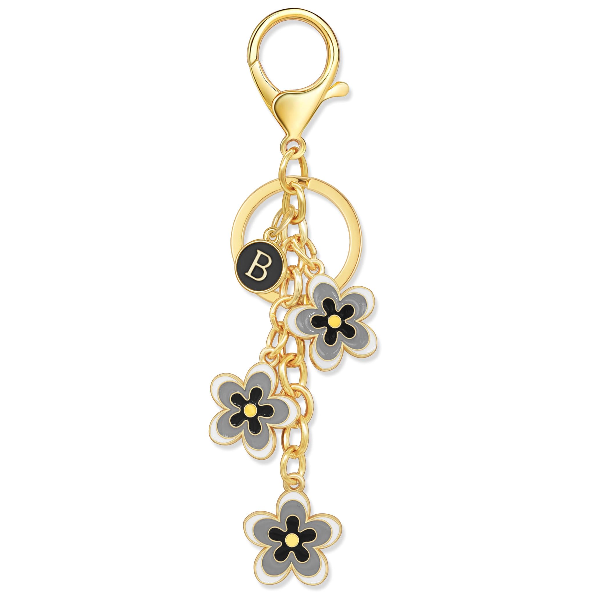 Photo 1 of **3 DIFFERENT CHARMS**Yeeyeow Double-sided Colorful Cute Flower Initial Letter Keychain Flower Charms for Key Handbag Backpack Purse for Women(Pink H)(BLUE P)(BLUE N)