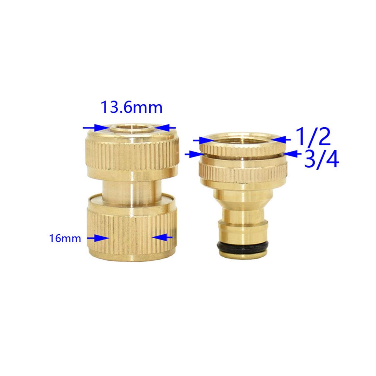 Conector de reparación de manguera extensor 16 mm Manguera de anclaje rápido de latón 1/2 pulgadas Jardín grifo G1 / 2 G3 / 4 Jardín de riego de 16 mm de manguera Pure adaptador de cobre 5 conjuntos
