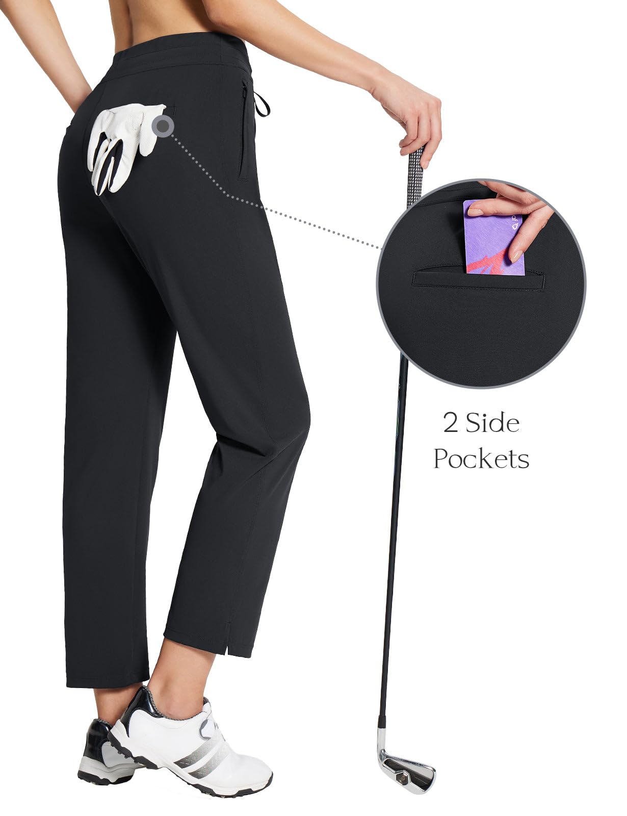 BALEAF Pantaloni da golf da donna, elasticizzati, da lavoro, con tasche