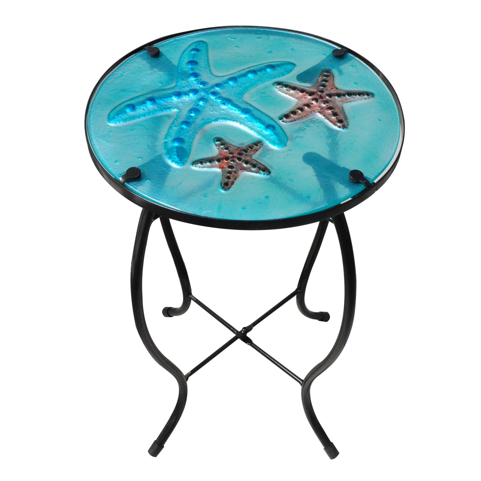 Wotieuns Patio Side Table - Outdoor Decorative Bistro Coffee Table, Glass End Table for Porch, Indoor Round Accent Table, Balcony Plant Rack