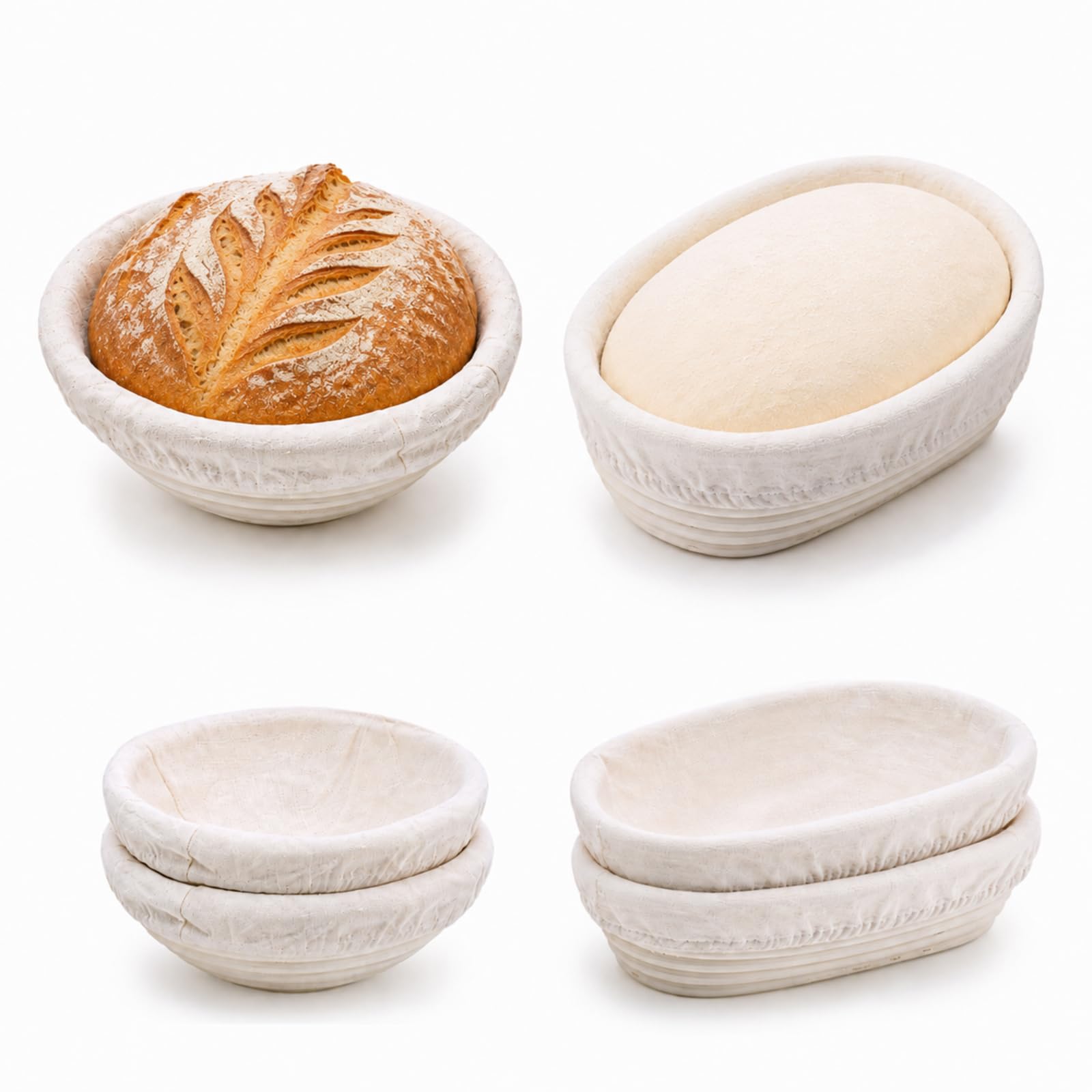 Banneton Pan - Juego de 6 Banetones para Pan de Ratán Natural