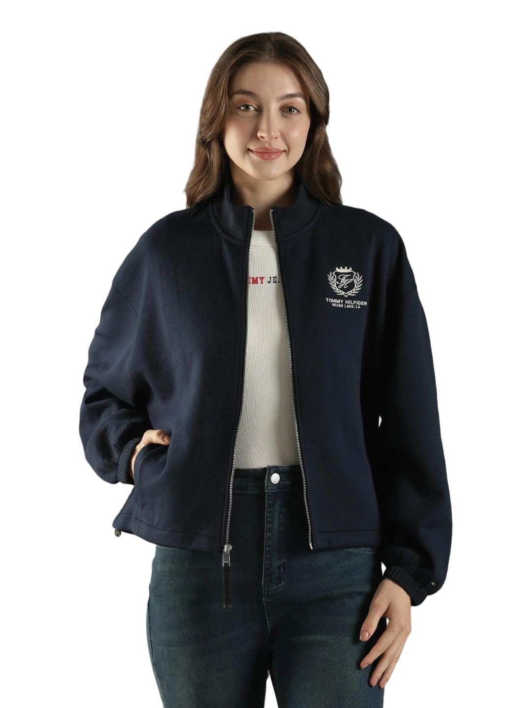 Relaxed Fit Cotton Mock Neck Sweatshirt-image-3