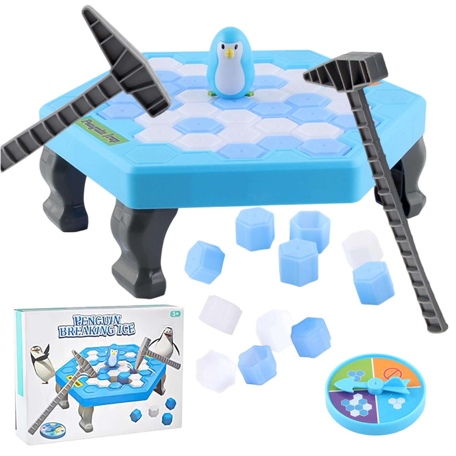 Penguin Board Game, Save the Penguin Icebreaker Game with Hammer, Ice Block Game for Children 3 Years & Adults, Fun for the Family, 2-4 Players Penguin Drop Game, Blue/White