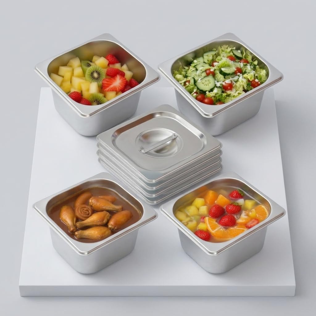 Stainless Steel Deep Hotel Pans with Lids 4 Pcs for Catering