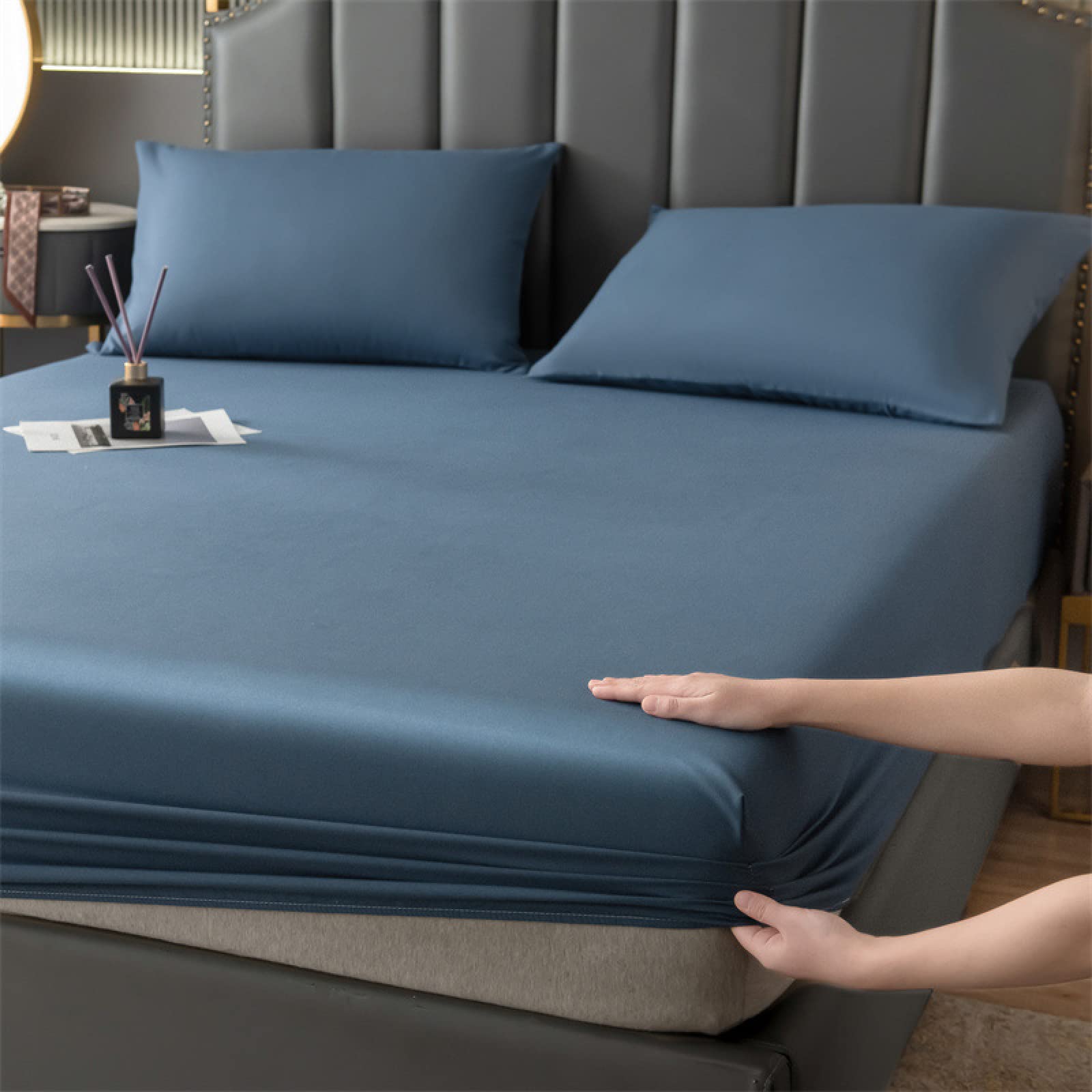 Lenzuolo con angoli per letto matrimoniale, 100% cotone egiziano, 180 x 200+25 cm, morbido e traspirante, con tasca profonda per materassi spessi
