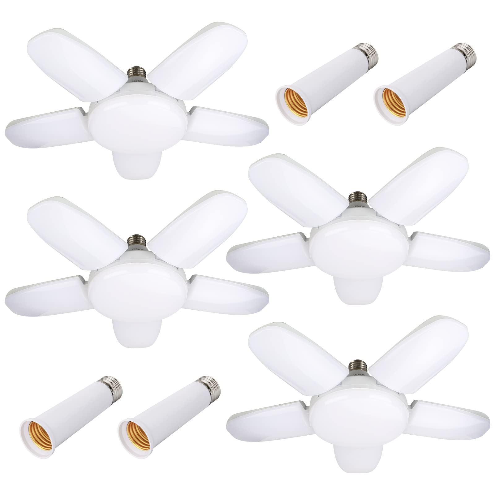 Led Garage Lights 4 Pack, 100W LED Shop Light, 10000LM 6500K E26/E27 Garage Ceiling Light with 5 Adjustable Panels for Garage Workshop Basement Workbench Barn Warehouse