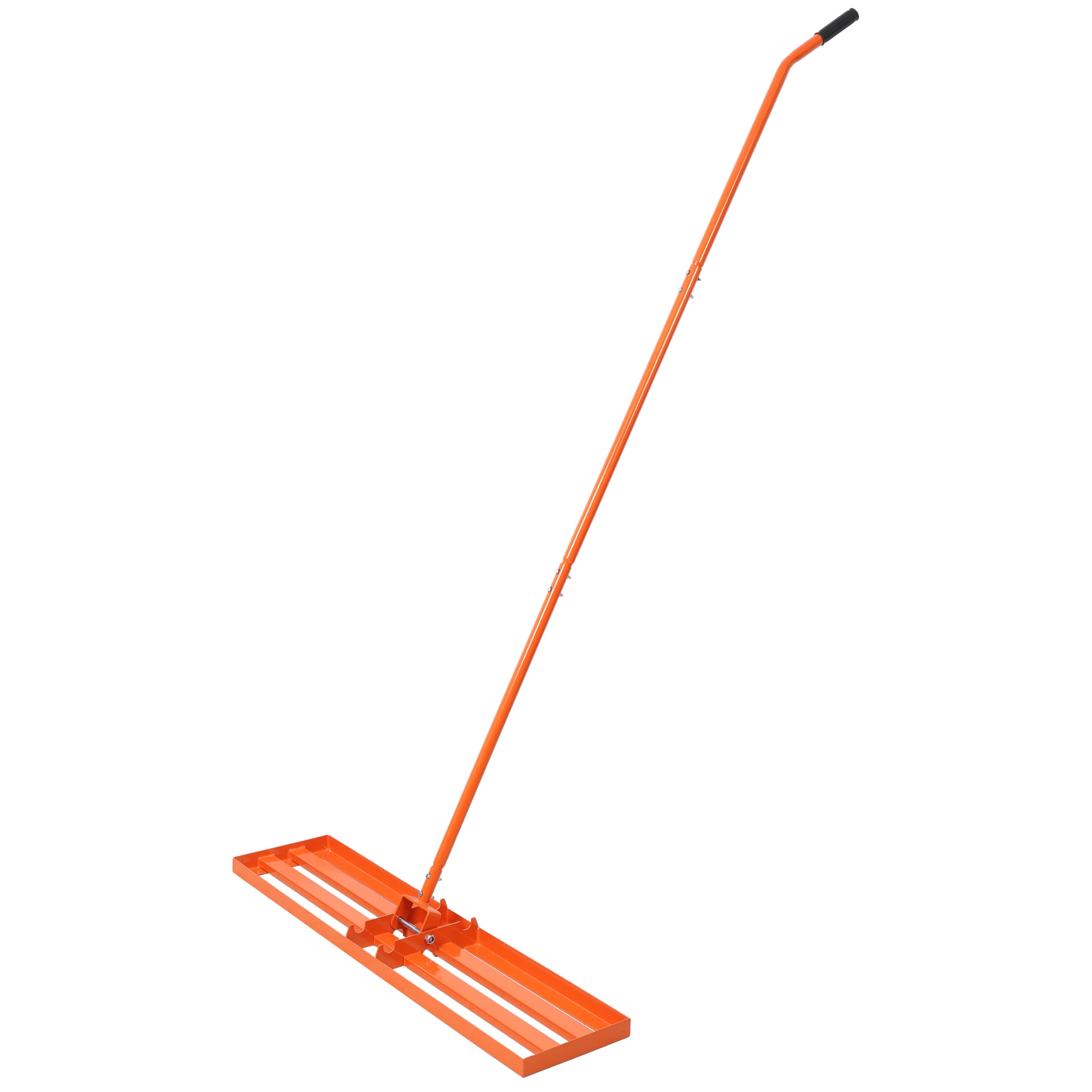 eSkde Lawn Leveller Rake with 3 Part Adjustable Handle, 76cm 91cm 106 cm Width, Orange, Heavy-Duty Steel Construction (42" x 10" / 106cm x 25cm)