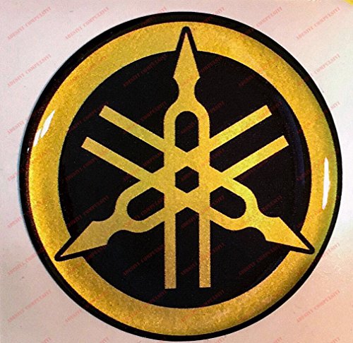 Escudo Logo Decal Yamaha, adhesivo, resina efecto 3d. ) Color Negro  Dorado. Para depósito o casco