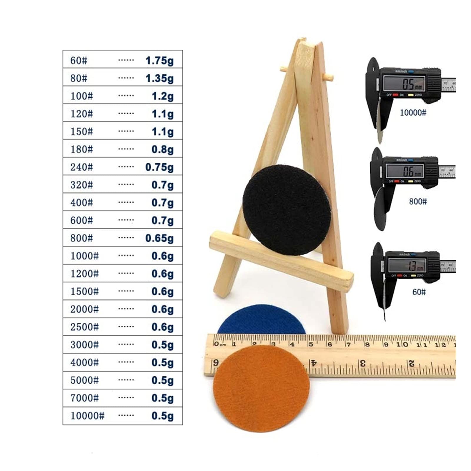 100pcs papel de lija impermeable de 2 pulgadas for lijar los ganchos y los anillos con carburo de silicio 60 a 10000 grit, for lijar seco o lijado seco(320)