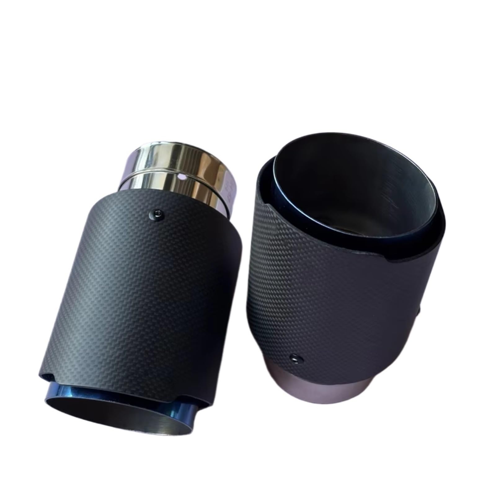 Terminales Escape Punta Escape Accesorios Automóvil Fibra Carbono Mate Inoxidable Azul Boquilla Silenciador Tubo 1 Pieza(ID 60MM-OD 76MM)