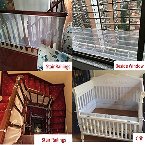 4UHeart Child Safety Net - 10ft x2.8ft, Rail Balcony Banister Stair Net Safety for Kids Toys Pets, Safe for Indoor, Outdoor, Patios or Balcony Use