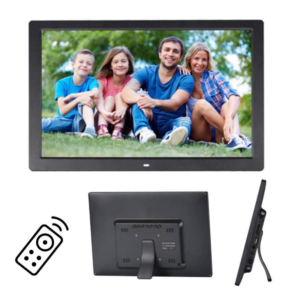 Cadre Photo Numérique 13 Pouces HD avec Télécommande Et Detecteur De Mouvement Cadre Photo Electronique LED Cadre 1080P 16:9 Cadre Photo Digital Compris l'horloge MP3 MP4 Calendrier,Black