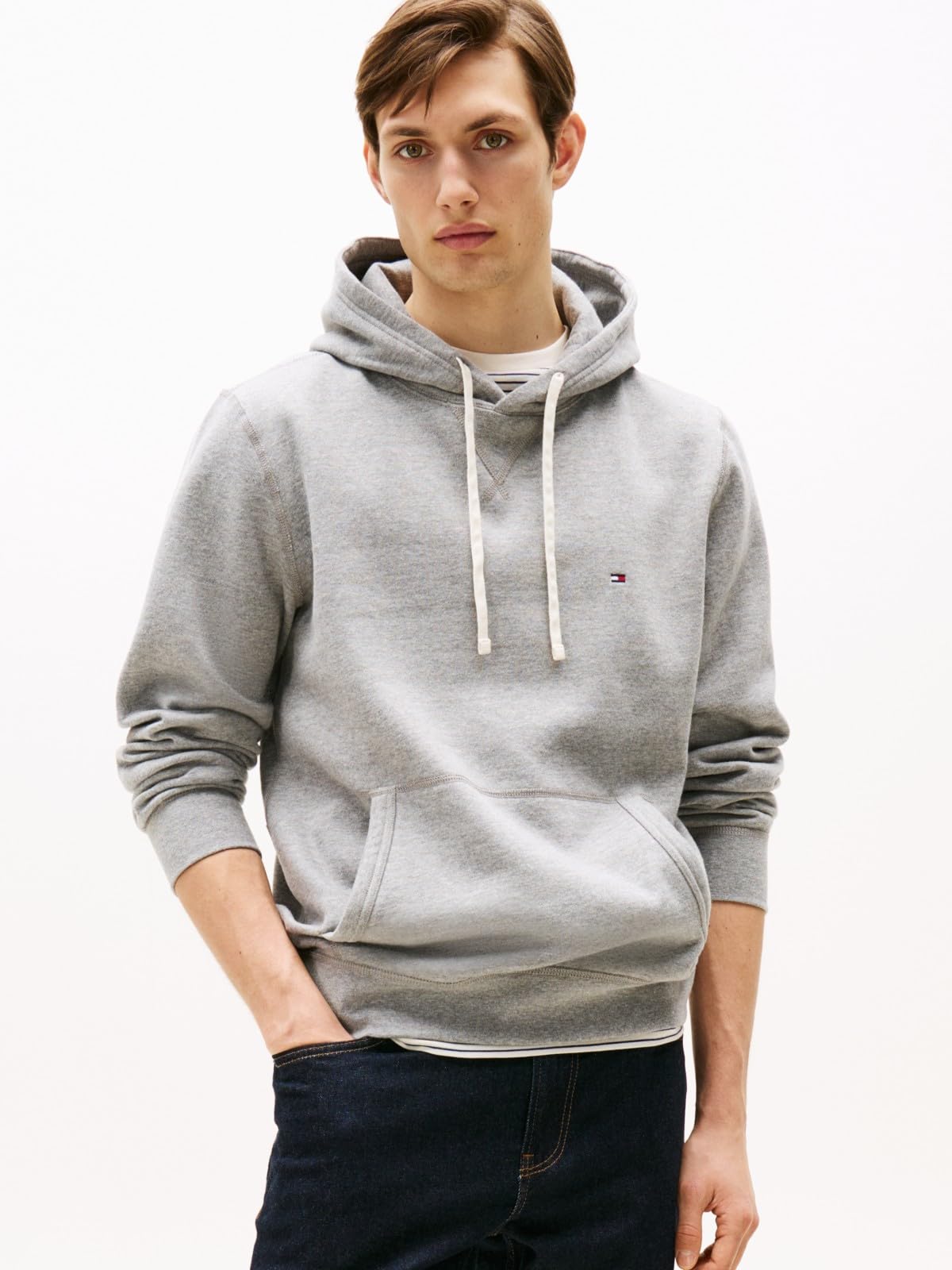 Tommy Hilfiger Męska bluza z kapturem z polaru o regularnym kroju, Szary (średni szary wrzos), XXL