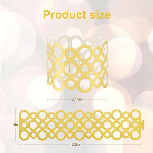 Miniatura 6 de Juego de 100 servilleteros de papel desechables, servilleteros dorados cortados con láser, banda de servilletas de papel de Navidad para bodas,