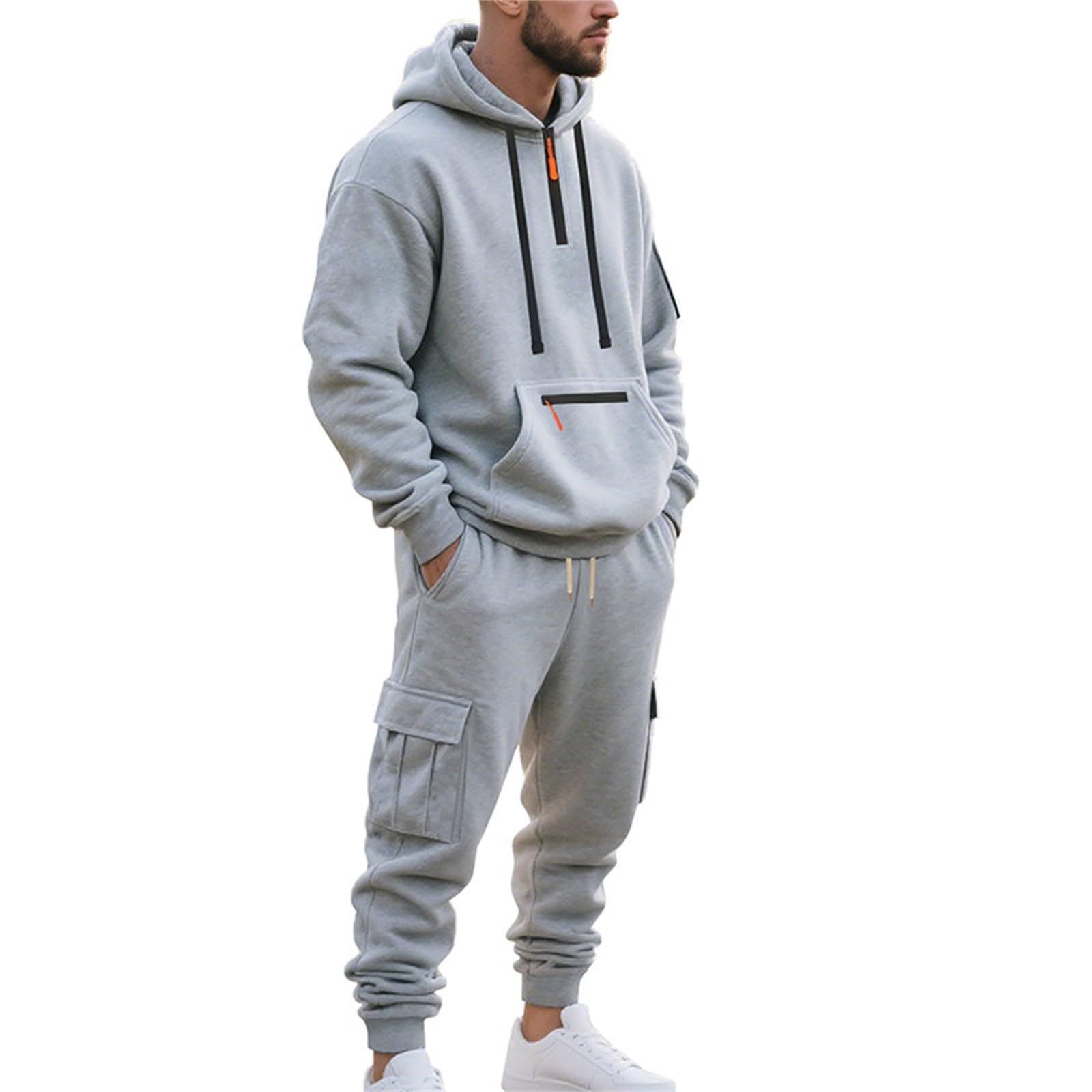Tuta da uomo Insieme Inverno, Set da uomo chic e casual, tuta da corsa in palestra fitness, abbigliamento urbano moderno, abbigliamento autunno inverno caldo, abbigliamento felpa con cappuccio